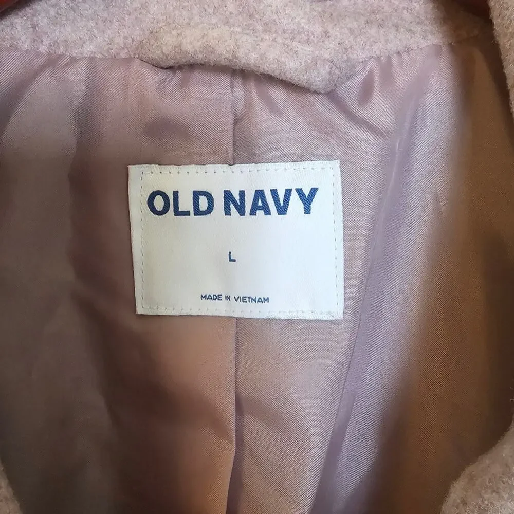 Old Navy Pink Heather Oversized Double-Breasted Classic Casual Pea Coat